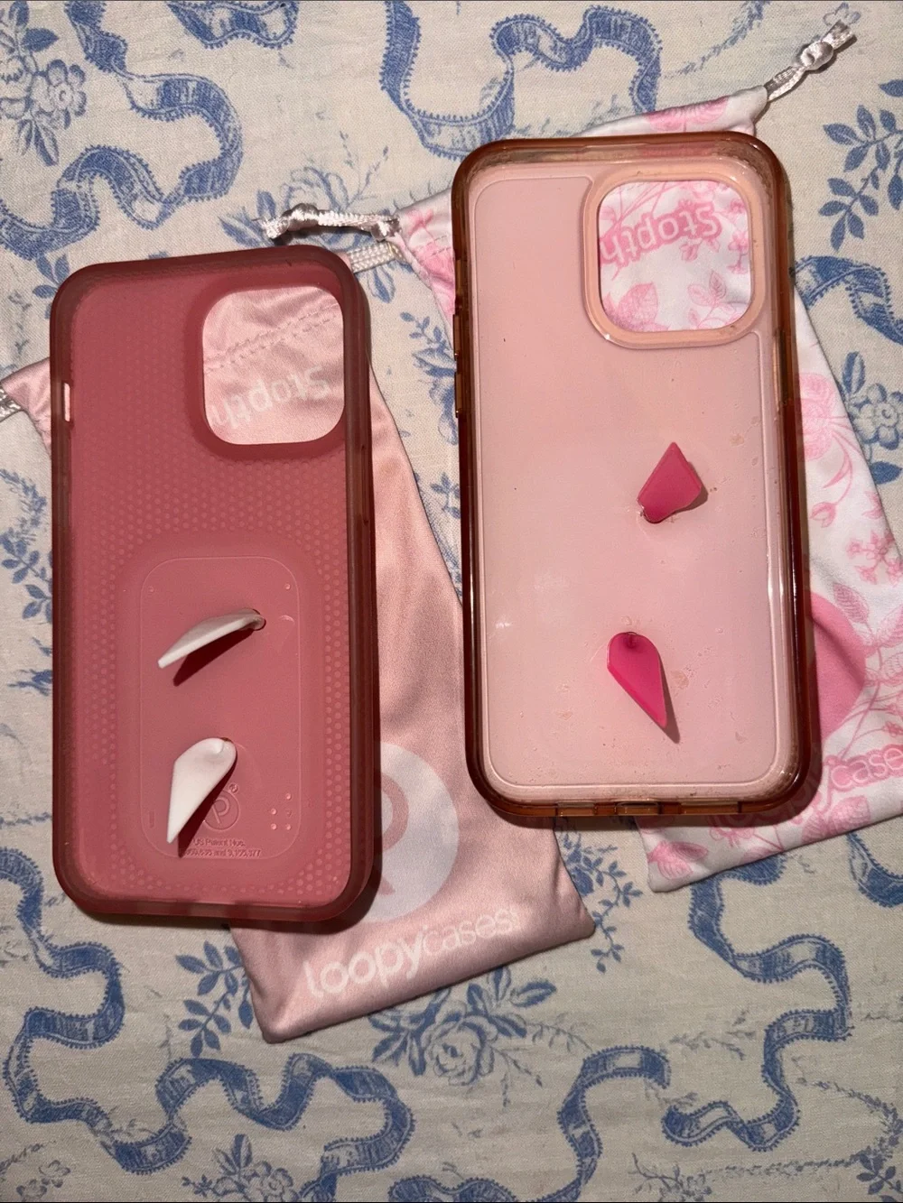 Set of 2 Loopy Pink iPhone 15 pro max Cases with dust bags